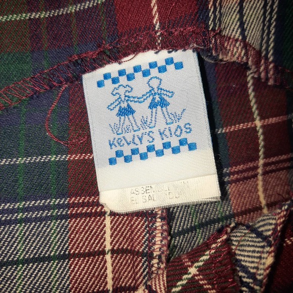 VTG 60-70's Kelly Kids Green Blue Tartan Plaid Bib Romper Size XXS 2 - Picture 5 of 6